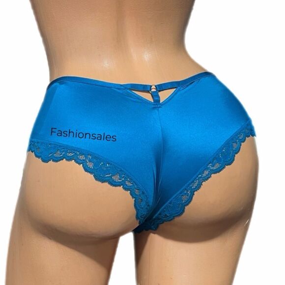 Victoria’s Secret Supersoft Satiny lace trim Cheeky Panty Teal Medium - Picture 1 of 3